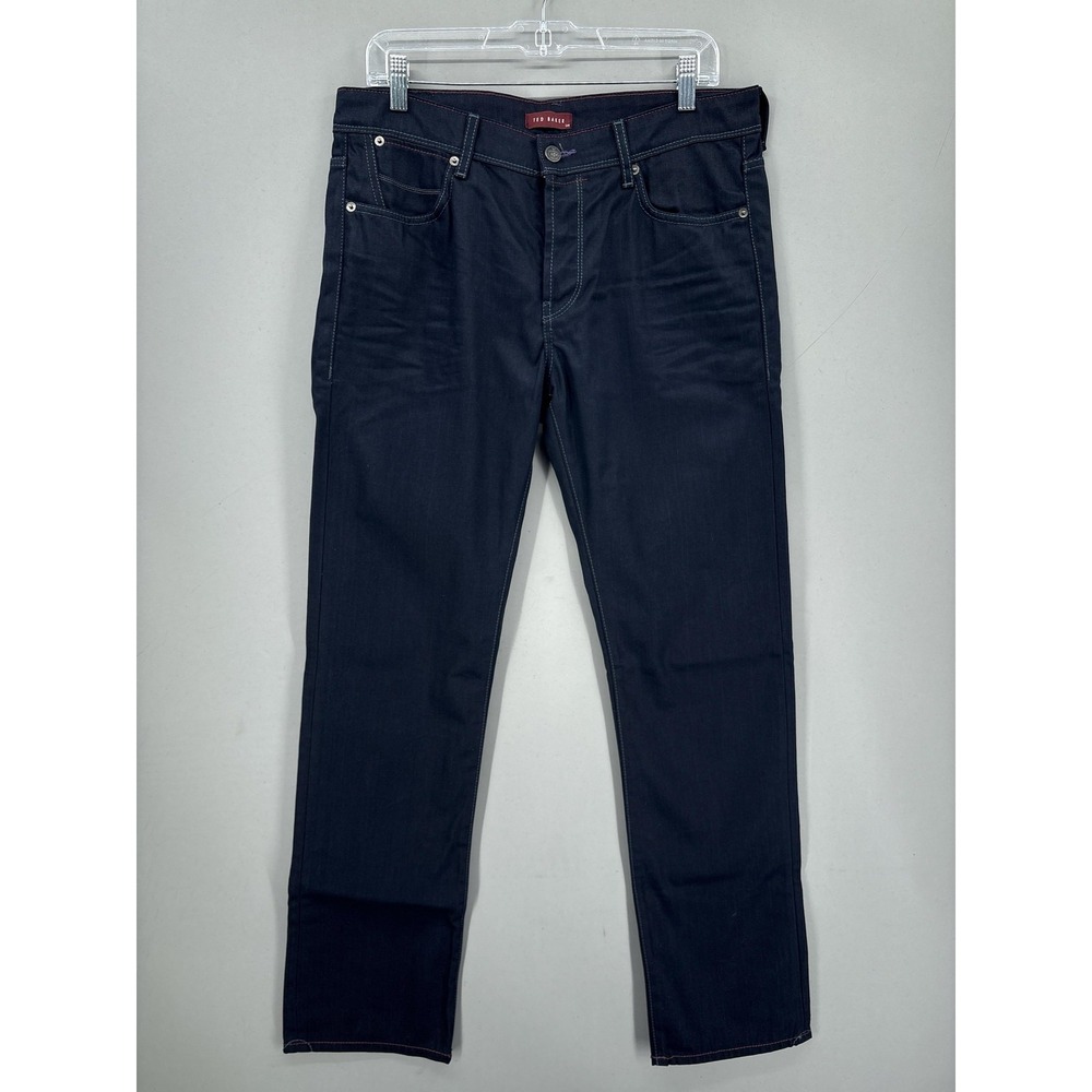 Ted Baker Jeans Mens 34x32 Blue Tinned Sardines Slim Skinny Dark Denim NWT